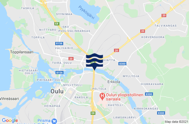 Oulu, Finland tide times map