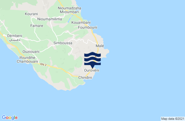 Ouroveni, Comoros tide times map