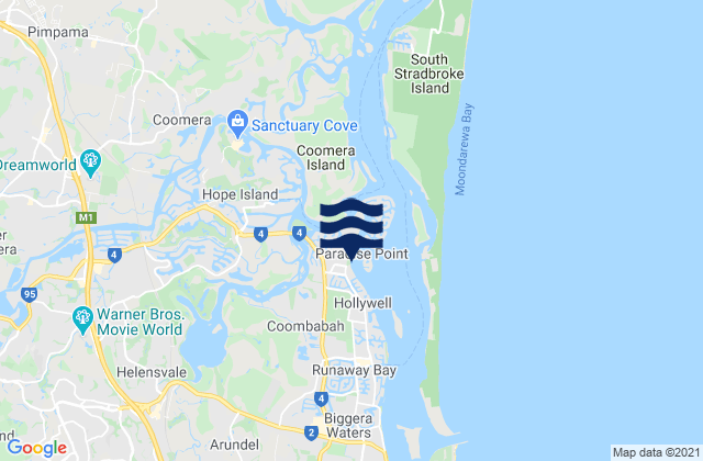 Oxenford, Australia tide times map