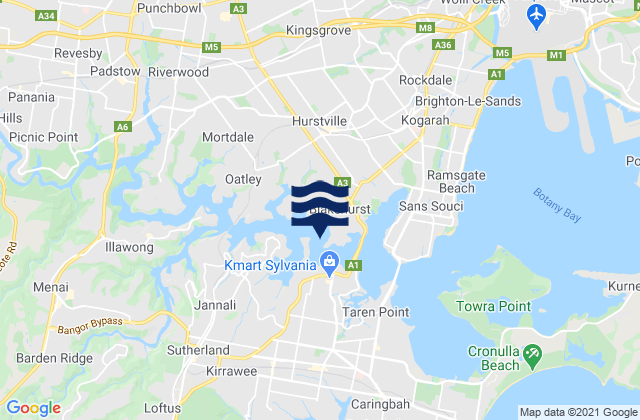 Oyster Bay, Australia tide times map