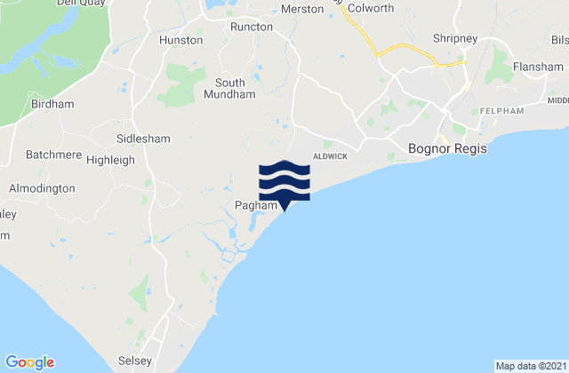 Pagham Beach, United Kingdom tide times map
