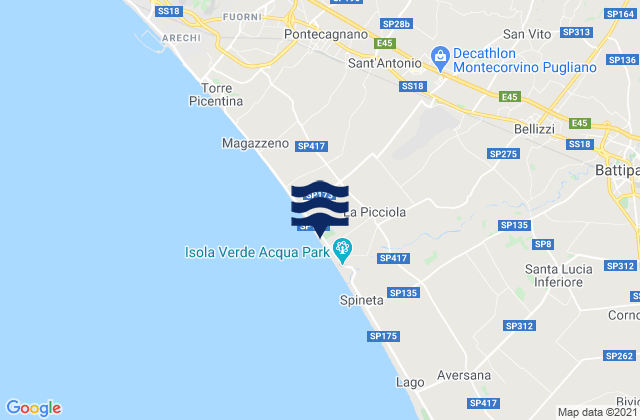 Pagliarone, Italy tide times map