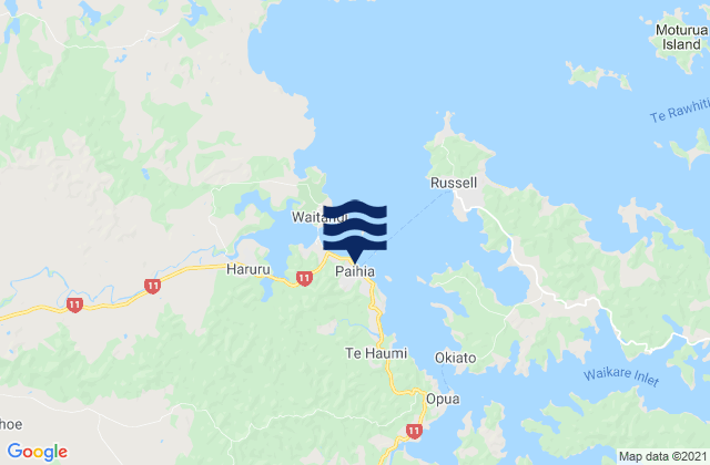 Paihia, New Zealand tide times map