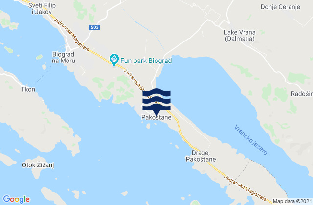 Pakostane, Croatia tide times map