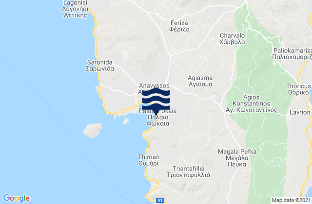 Palaia Fokaia, Greece tide times map