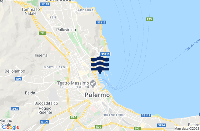 Palermo, Italy tide times map