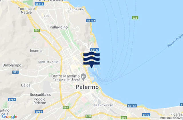 Palermo Sicily, Italy tide times map