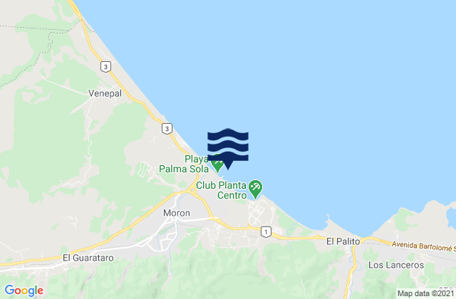 Palma sola beach, Venezuela tide times map