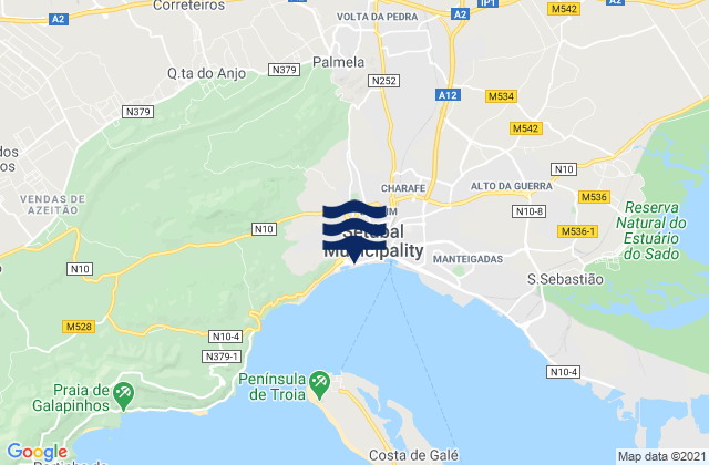 Palmela, Portugal tide times map