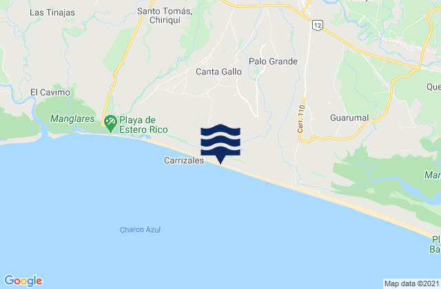 Palo Grande, Panama tide times map