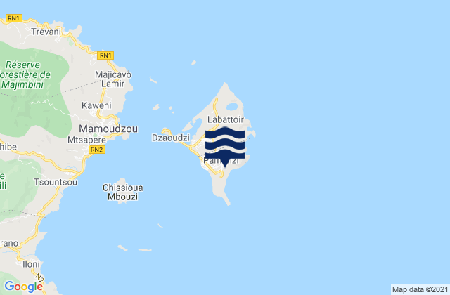 Pamandzi, Mayotte tide times map