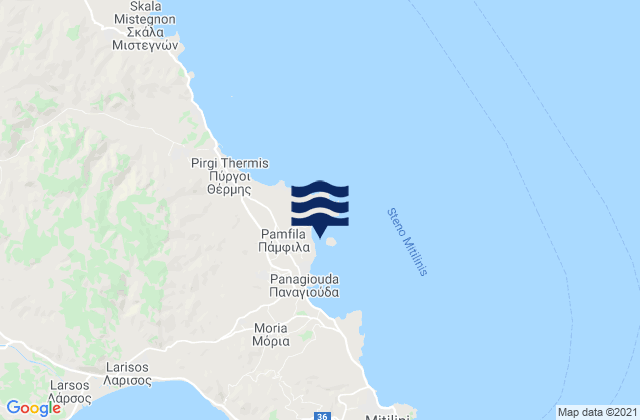 Pamfila, Greece tide times map