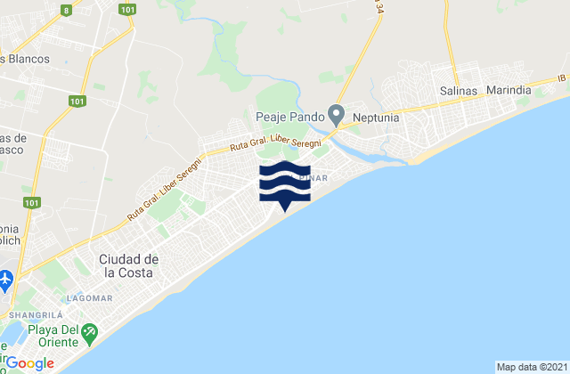Pando, Uruguay tide times map