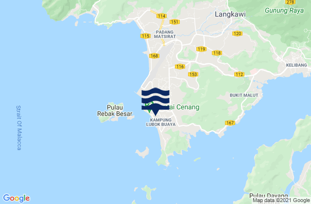 Pantai Cenang, Malaysia tide times map