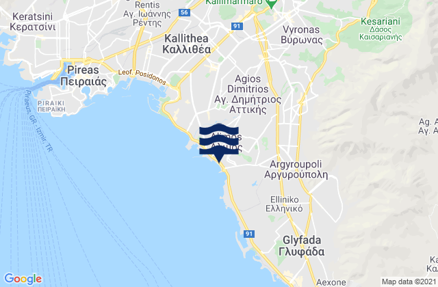 Papagou, Greece tide times map