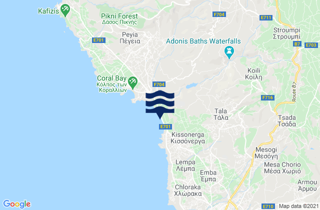 Paphos District, Cyprus tide times map