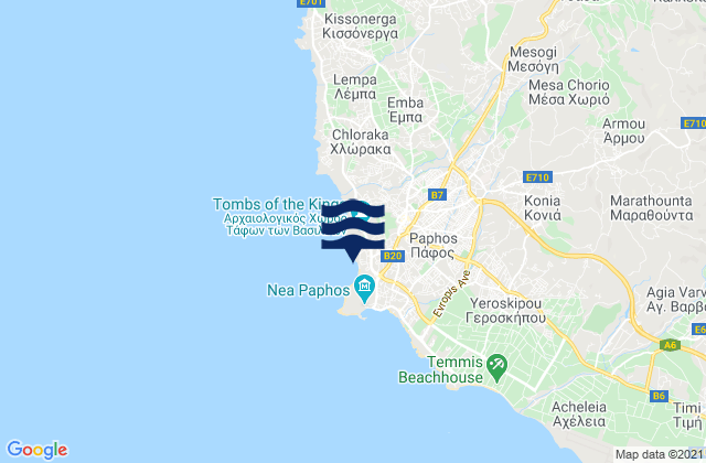 Paphos, Cyprus tide times map