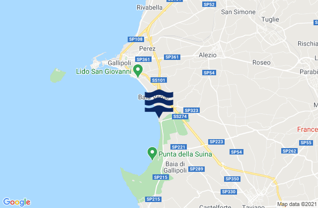 Parabita, Italy tide times map