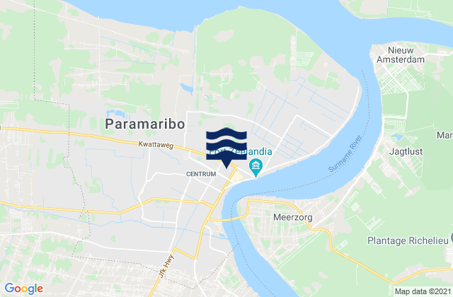 Paramaribo, Suriname tide times map