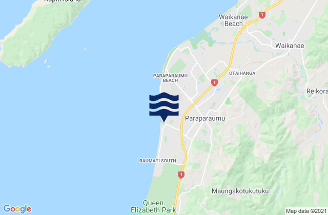 Paraparaumu, New Zealand tide times map