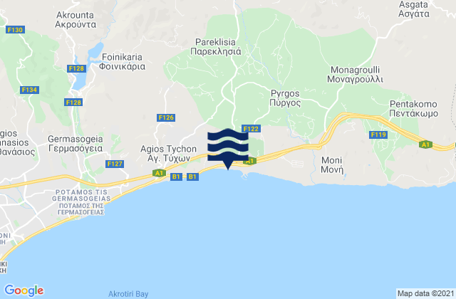 Parekklisha, Cyprus tide times map