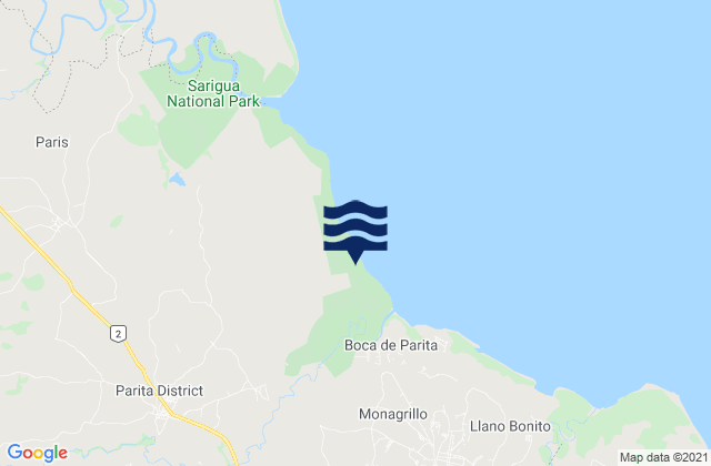 Parita, Panama tide times map