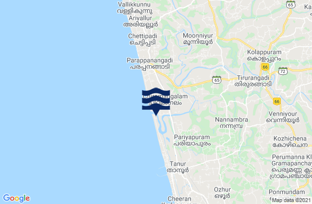 Pariyapuram, India tide times map