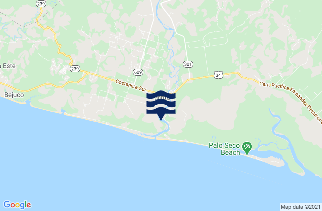 Parrita, Costa Rica tide times map