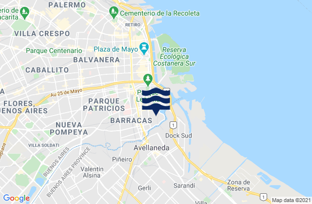 Partido de Lanus, Argentina tide times map
