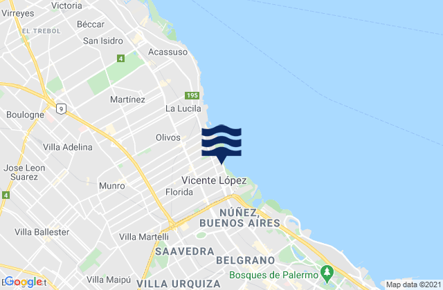 Partido de Vicente Lopez, Argentina tide times map