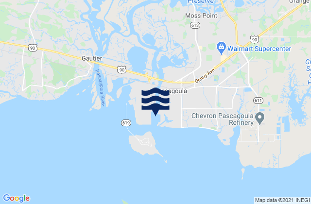 Pascagoula River entrance, United States tide chart map