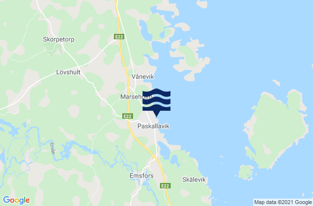 Paskallavik, Sweden tide times map
