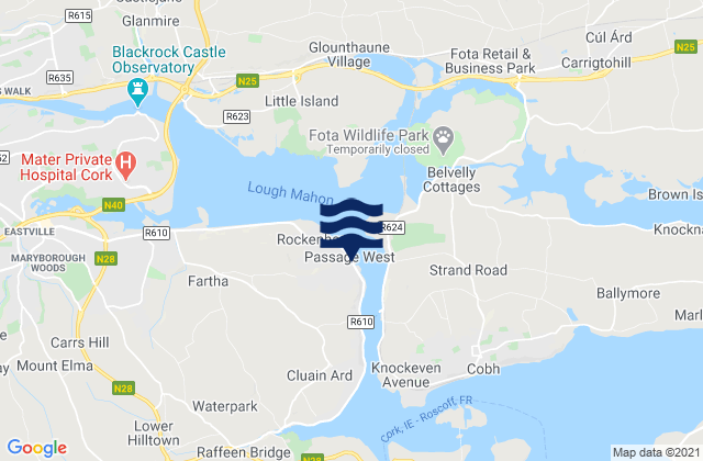 Passage West, Ireland tide times map