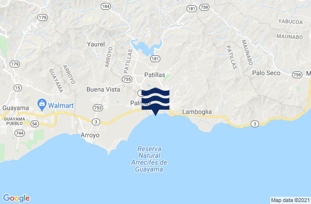 Patillas, Puerto Rico tide times map