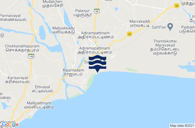 Pattukkottai, India tide times map
