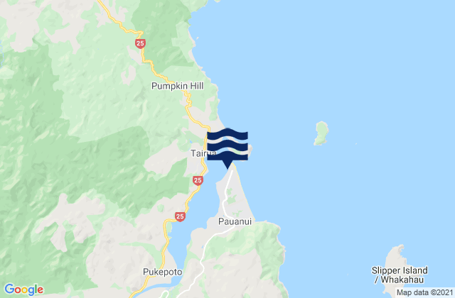 Pauanui Beach, New Zealand tide times map