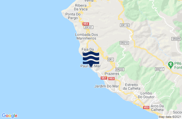 Paul do Mar, Portugal tide times map