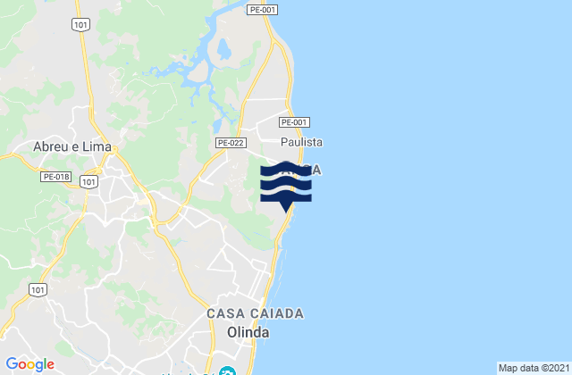 Paulista, Brazil tide times map