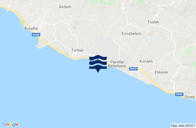 Payallar, Turkey tide times map