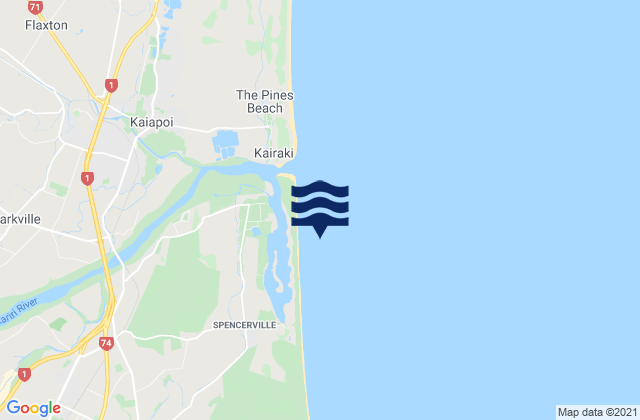 Pegasus Bay, New Zealand tide times map