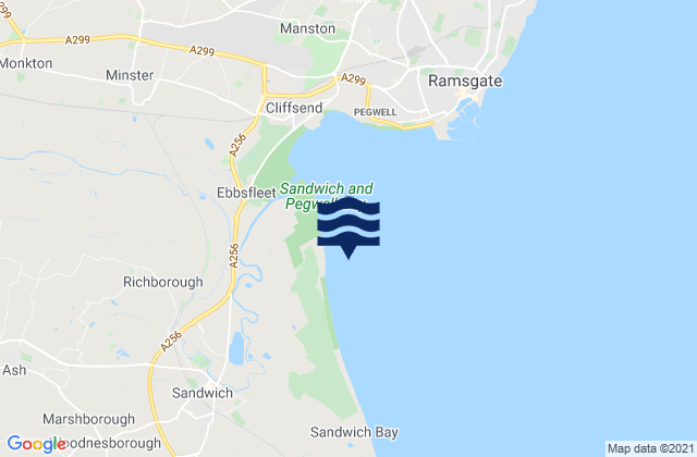 Pegwell Bay, United Kingdom tide times map