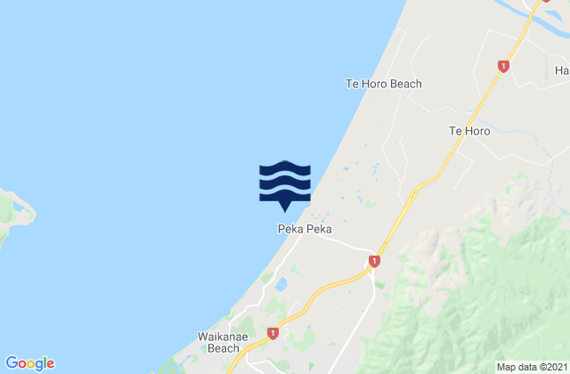 Peka Peka Beach, New Zealand tide times map