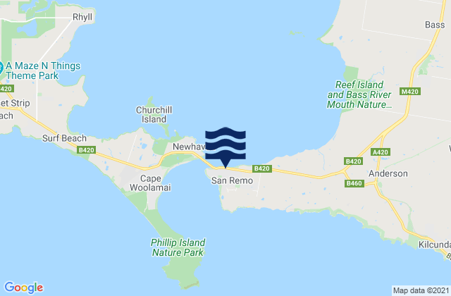 Pelican Island (East Coast), Australia tide times map