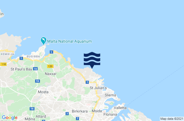 Pembroke, Malta tide times map