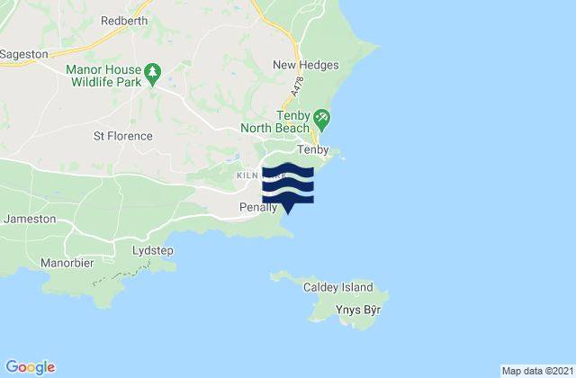 Penally Beach, United Kingdom tide times map