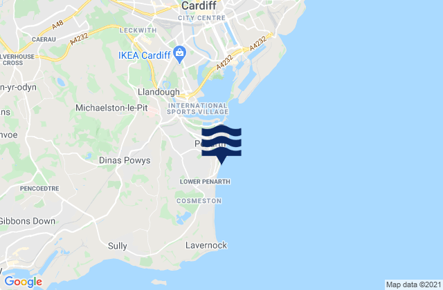 Penarth Beach, United Kingdom tide times map