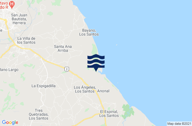 Peninsula de Azuero, Panama tide times map