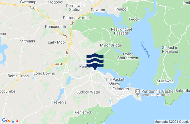 Penryn, United Kingdom tide times map