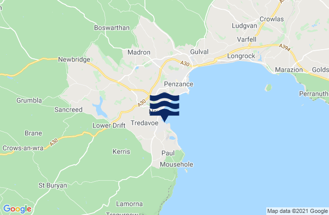 Penzance (Newlyn), United Kingdom tide times map