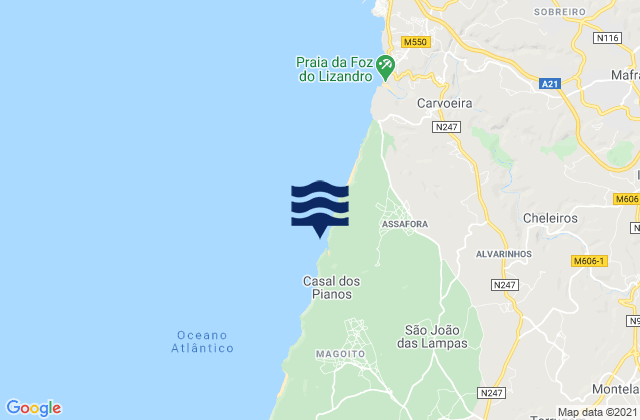 Pero Pinheiro, Portugal tide times map